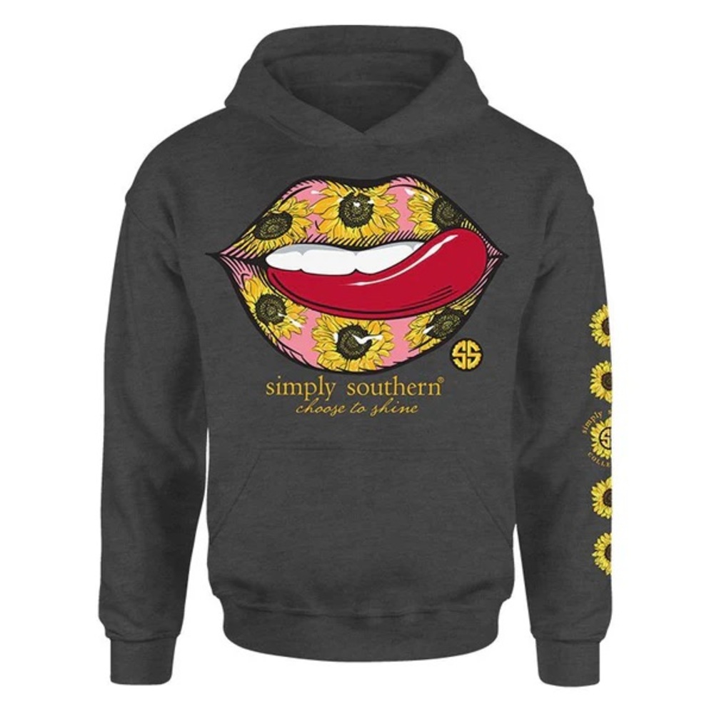Simply Southern Preppy Sunflower Lips Hoodie